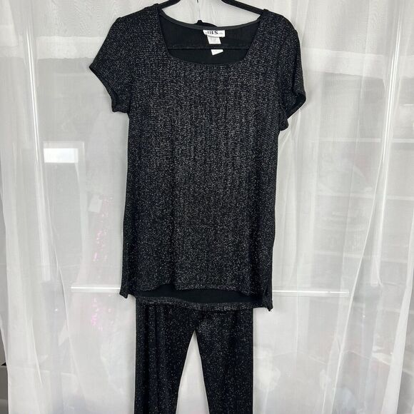 vintage JBS limited sparkly two piece pant set sz Md stretchy classy evening - Picture 1 of 10
